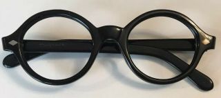 Vintage 60s Sro Optical Black Oval Eyeglass Frames 44 - 26 Made In Usa