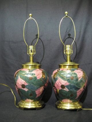 Vintage Ceramic Ginger Jar Asian Lamps By Frederick Cooper 26 "