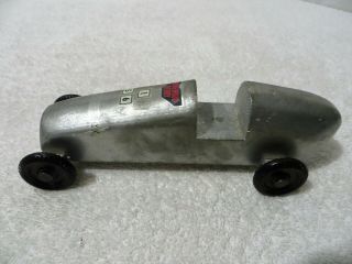 Vintage Pinewood Derby Wood Car Boy Cub Scout Silver Toy Race Car W/ Decals
