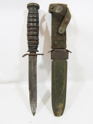 Ww2 Utica M3 Knife In Us M8 Sheath,  Ordnance Corp Mark