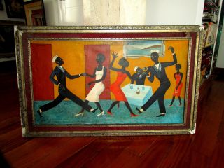 Antique Oil Painting Canvas Blackamoor African American Signed Jacob Lawrence