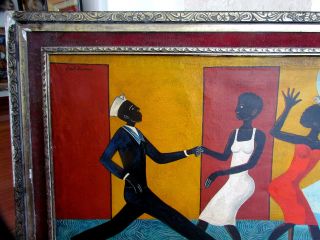 ANTIQUE OIL PAINTING CANVAS BLACKAMOOR AFRICAN AMERICAN SIGNED JACOB LAWRENCE 2