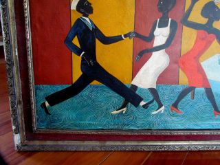 ANTIQUE OIL PAINTING CANVAS BLACKAMOOR AFRICAN AMERICAN SIGNED JACOB LAWRENCE 3