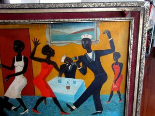 ANTIQUE OIL PAINTING CANVAS BLACKAMOOR AFRICAN AMERICAN SIGNED JACOB LAWRENCE 4