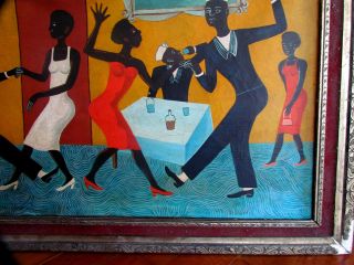 ANTIQUE OIL PAINTING CANVAS BLACKAMOOR AFRICAN AMERICAN SIGNED JACOB LAWRENCE 5