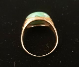 Antique c1900 Victorian VERY RARE natural Turquoise 14k etched Rose Gold Ring 7