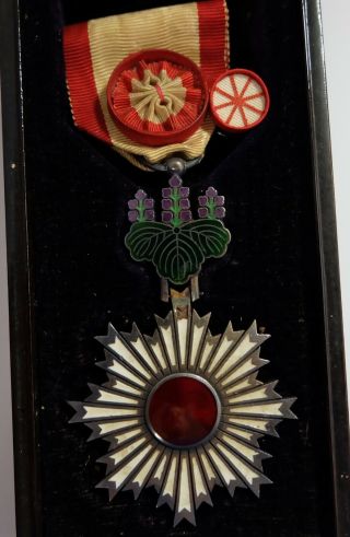Meiji Era Japanese Order Of Rising Sun 4th Class Medal Badge Sterling Silver