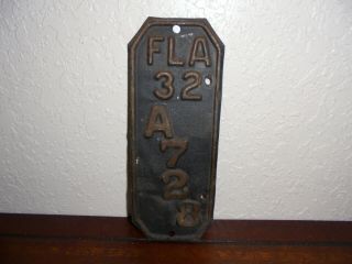 Vintage RARE 1932 Florida Motorcycle license Plate FLA tag Antique 3