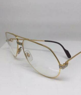 Vintage Gold Cartier Vendome Santos Sunglasses 62 14 11