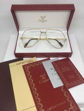 Vintage Gold Cartier Vendome Santos Sunglasses 62 14