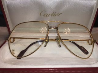 Vintage Gold Cartier Vendome Santos Sunglasses 62 14 7