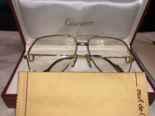 Vintage Gold Cartier Vendome Santos Sunglasses 62 14 8