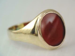 Antique Mens Solid 14k Gold Carnelian Stone Ring Sz 10 1/2