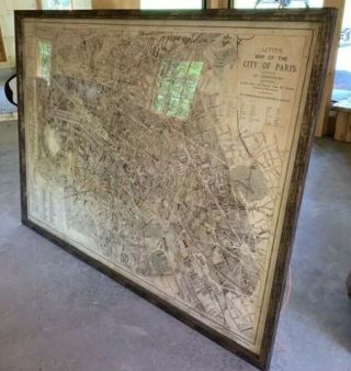 Restoration Hardware Large Framed Antique Map Of Paris France 5x7