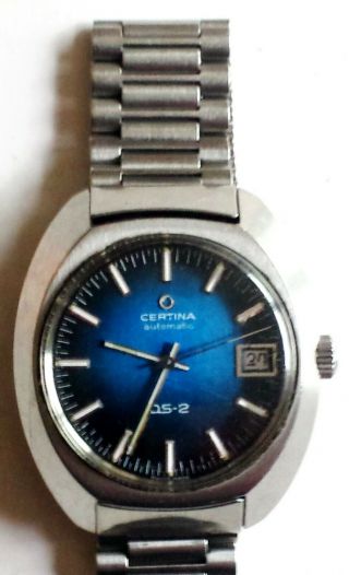 Vintage Swiss Certina Automatic Gradiant Blue Dial Watch