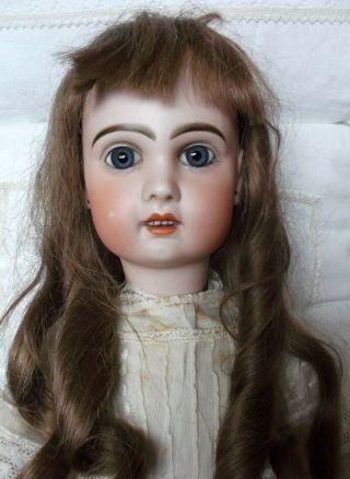 Awesome Jumeau French Bisque Doll,  Impressive Blue Eyes,  25.  5 Inch