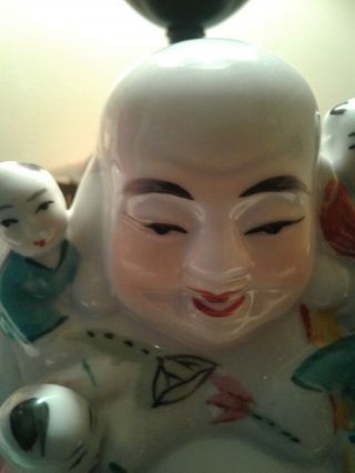 Vintage Chinese Porcelain Budda Buddha Statue with Children 5 3/4 