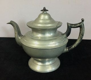 Antique Early 19th C American Pewter Tea Pot