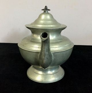 ANTIQUE EARLY 19TH C AMERICAN PEWTER TEA POT 2