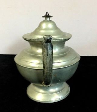 ANTIQUE EARLY 19TH C AMERICAN PEWTER TEA POT 4