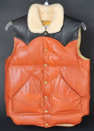 Vintage Rocky Mountain Featherbed Co Jackson Wy Goose Down Leather Vest Mens 42