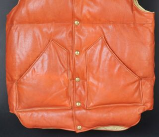 Vintage Rocky Mountain Featherbed Co Jackson WY Goose Down Leather Vest Mens 42 4