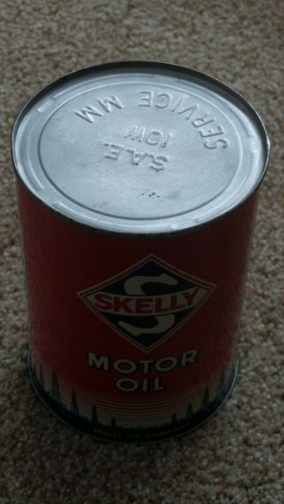 Vintage SKELLY Motor Oil One Quart Metal Can FULL NOS ONE 6