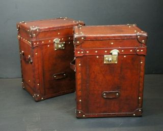 Bespoke English Campaign Chests In Antique Leather 11