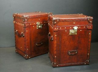 Bespoke English Campaign Chests In Antique Leather 2