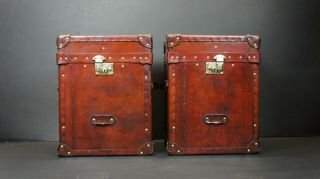 Bespoke English Campaign Chests In Antique Leather 6