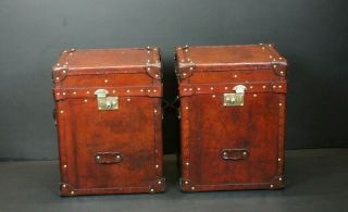 Bespoke English Campaign Chests In Antique Leather 8