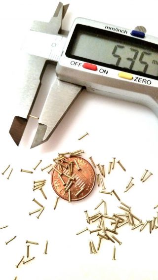 400x 21 X 1/4 " (0,  8x6mm) Tiny Micro Samill Nails Solid Brass Escutcheon Pins Fh
