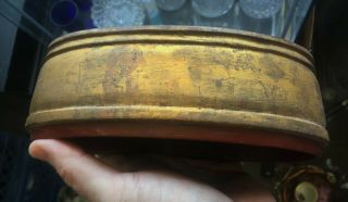Carved Pegasus Kidney Shaped Covered Box gold w/ red interior (some say dragon?) 7