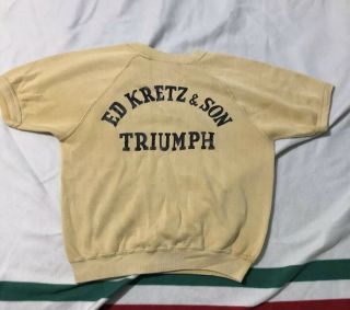 60’s Ed Kretz & Son Triumph Motor Racing Sweatshirt Vintage Bicycle