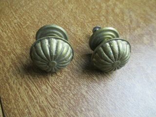 2 Vintage Brass Drawer Knobs Pulls