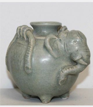 Vintage Chinese Ming Style Celadon Elephant Water Pot