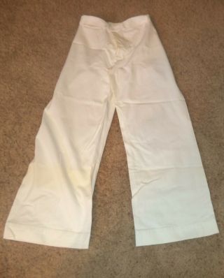 Vintage Ww2 Wwii Us Navy Sailor Uniform White Button Fly Pants 3 Pairs
