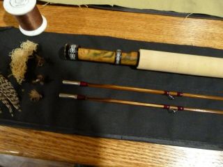 Custom Bamboo Fly Rod Winston Taper Flamed 6 ' 3 wt Maple seat engraved Band&Cap 3