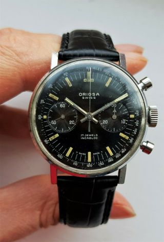 ORIOSA TROPICAL DIAL 1960s VINTAGE CHRONOGRAPH WATCH - LANDERON 248,  17 JEWELS 2