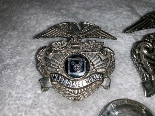 Two Vintage Walt Disney World Security Officer Hat Badge Engraved Sun Badge Co. 3