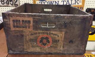 1890 Antique Pabst Beer Wooden Crate Wood Box Rare Milwaukee Brewing Brewery Bar