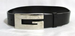 Womens Ladies GUCCI Vintage Black Leather Belt Big Silver G Size 36 Orig $799 4
