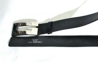 Womens Ladies GUCCI Vintage Black Leather Belt Big Silver G Size 36 Orig $799 5