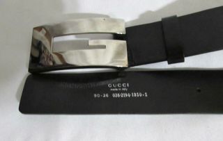 Womens Ladies GUCCI Vintage Black Leather Belt Big Silver G Size 36 Orig $799 6