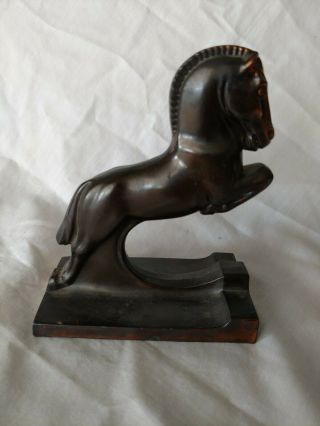 Antique Bronze Art Deco Jumping Horse Bookend Doorstop Ray E Dodge WoW 6