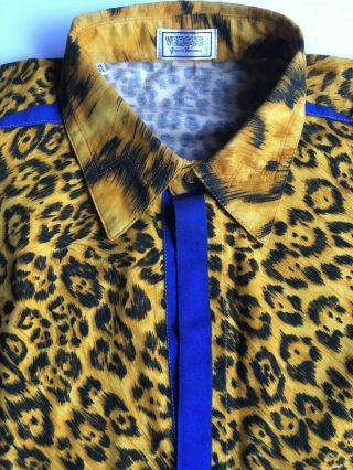 GIANNI VERSACE VERSUS VINTAGE ' 93 LEOPARD PANTHER PRINTED SHIRT MEN VIRGIN ITALY 4