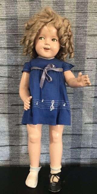 Vintage Ideal 1930s Shirley Temple Composition Doll 25 " Tagged Music Note Dress