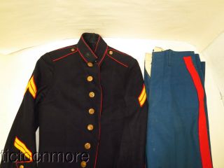 Pre Wwii Us Usmc Marine Corps Uniform Dress Blues & Pants Named