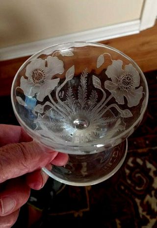 Signed Locke Art Saucer - Footed Sherbet In The Poppy Pattern
