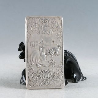 Tibet Silver Hand Carved Rabbit (the Twelve Zodiacal Constellatio) Pendant Lzj204